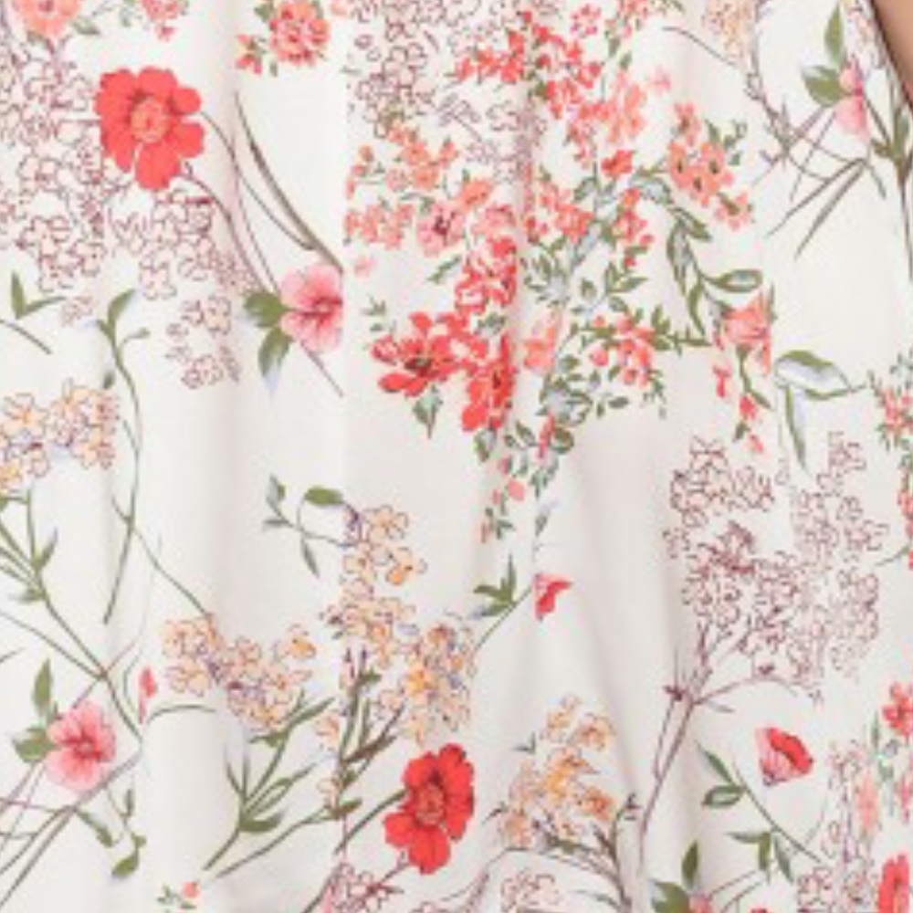 Ivory Sleeveless Floral Print Skater Dress - Picture 5 of 5